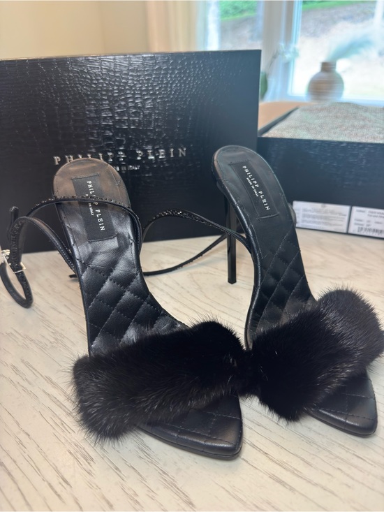Philipp Plein Shoes - Philipp Plein Black Fur and Strass High Heel